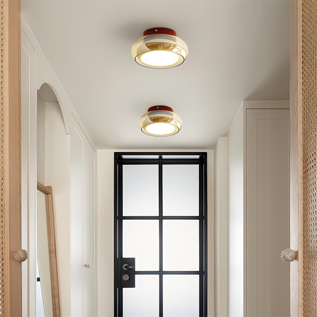 Taklampa i glas för lågt tak | infälld modell på 12 W | tre ljusfärger | cognac eller rökgrå