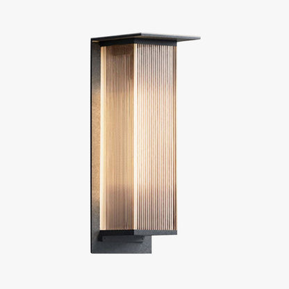 Außenwandleuchte | Modernes rechteckiges Design | Geriffeltes Glas und Metall | IP68 wasserdicht | LED | Fassade und Terrasse