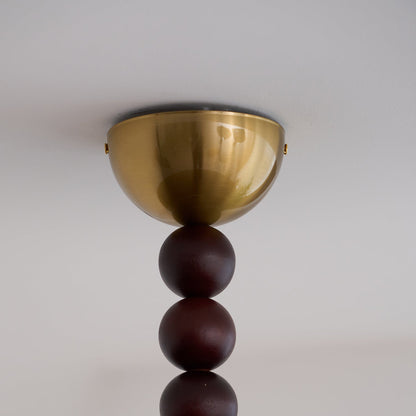 Deckenleuchte aus Walnussfarbenem Holz | Alabaster-Imitat und Messing | Warmweiß oder Dimmbare LED | Ø 36 cm