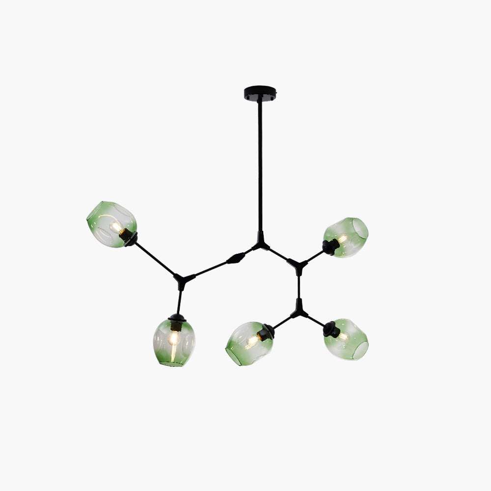 Pendelleuchte mit Glaskugeln | Schwarzes oder Goldenes Gestell | 5–9 Lichter | Klares, Rauch- oder Farbiges Glas