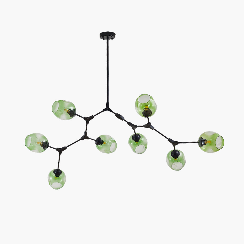 Pendelleuchte mit Glaskugeln | Schwarzes oder Goldenes Gestell | 5–9 Lichter | Klares, Rauch- oder Farbiges Glas