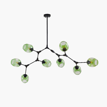 Pendelleuchte mit Glaskugeln | Schwarzes oder Goldenes Gestell | 5–9 Lichter | Klares, Rauch- oder Farbiges Glas