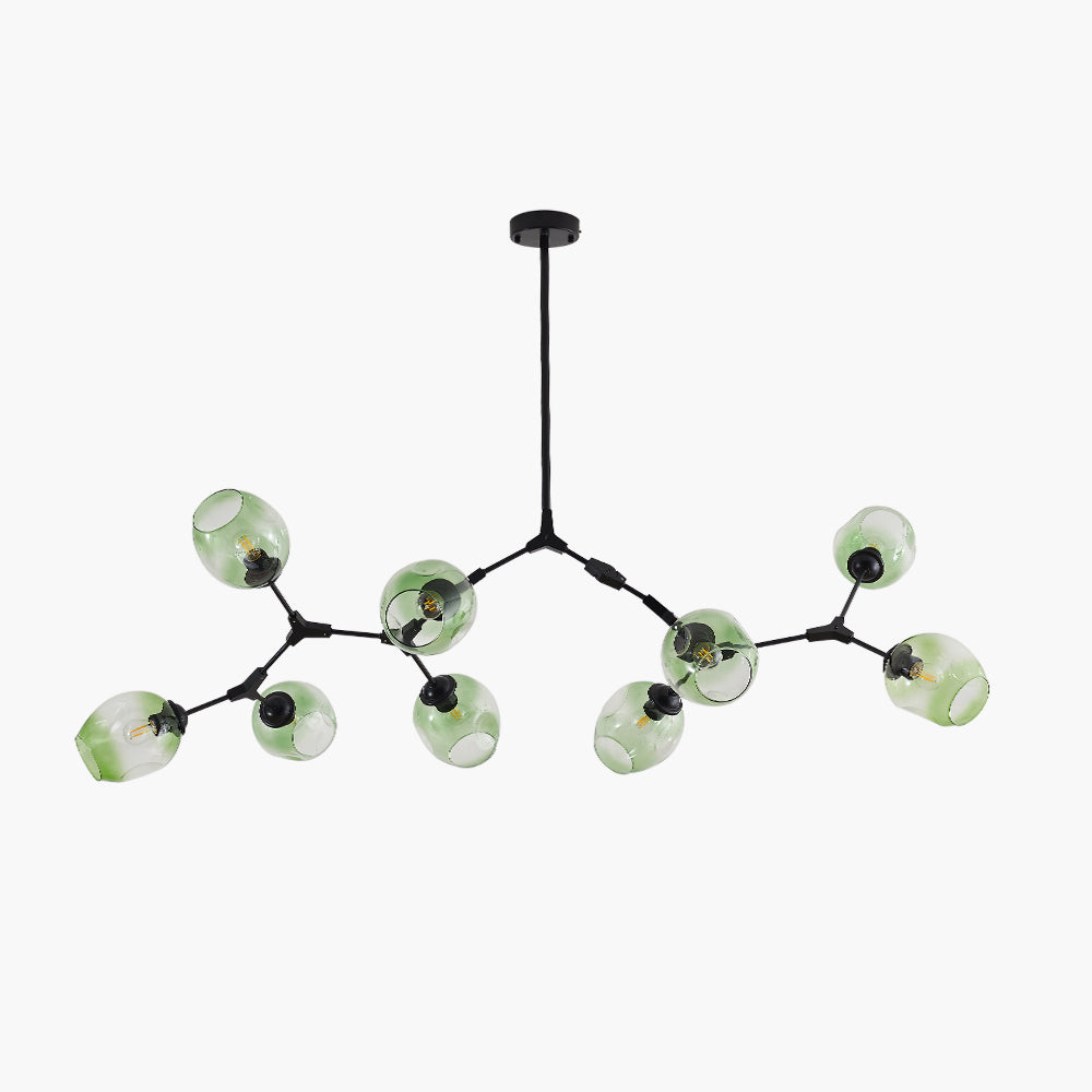 Pendelleuchte mit Glaskugeln | Schwarzes oder Goldenes Gestell | 5–9 Lichter | Klares, Rauch- oder Farbiges Glas