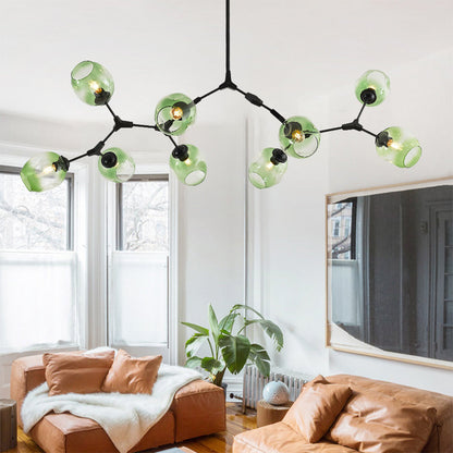 Pendelleuchte mit Glaskugeln | Schwarzes oder Goldenes Gestell | 5–9 Lichter | Klares, Rauch- oder Farbiges Glas