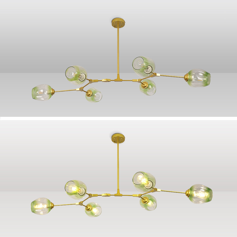 Pendelleuchte mit Glaskugeln | Schwarzes oder Goldenes Gestell | 5–9 Lichter | Klares, Rauch- oder Farbiges Glas