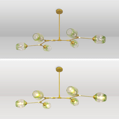 Pendelleuchte mit Glaskugeln | Schwarzes oder Goldenes Gestell | 5–9 Lichter | Klares, Rauch- oder Farbiges Glas
