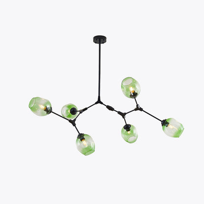Pendelleuchte mit Glaskugeln | Schwarzes oder Goldenes Gestell | 5–9 Lichter | Klares, Rauch- oder Farbiges Glas
