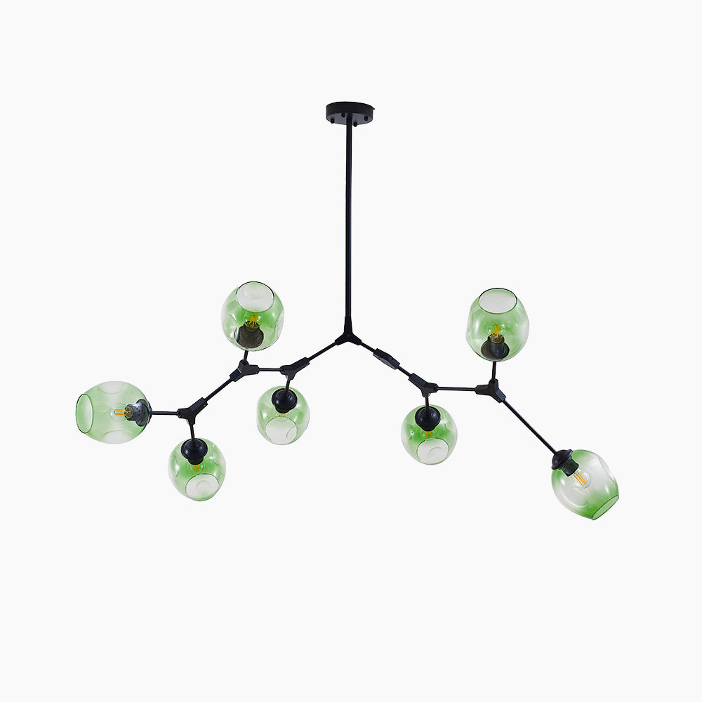 Pendelleuchte mit Glaskugeln | Schwarzes oder Goldenes Gestell | 5–9 Lichter | Klares, Rauch- oder Farbiges Glas