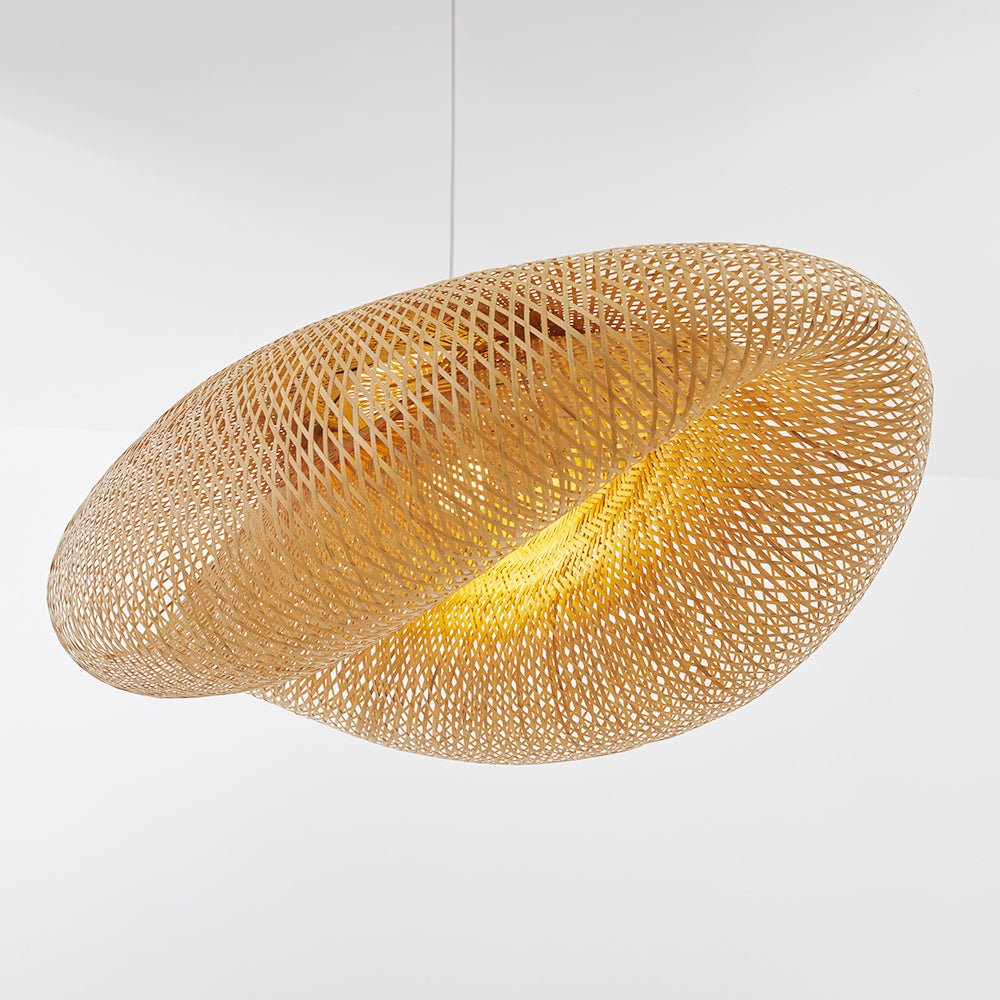 Pendelleuchte aus Bambus | Naturmaterial im Modernen Design | Ø 40–100 cm | Warmweißes LED-Licht für Esstisch und Küche