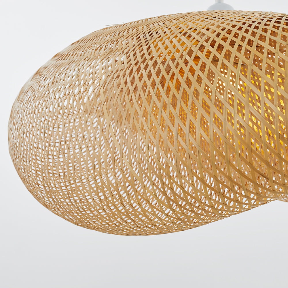 Pendelleuchte aus Bambus | Naturmaterial im Modernen Design | Ø 40–100 cm | Warmweißes LED-Licht für Esstisch und Küche