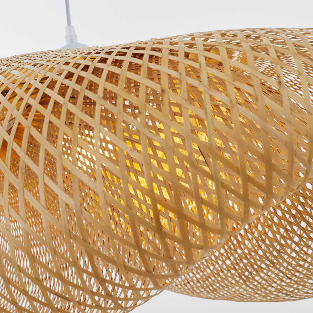 Pendelleuchte aus Bambus | Naturmaterial im Modernen Design | Ø 40–100 cm | Warmweißes LED-Licht für Esstisch und Küche