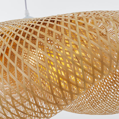 Pendelleuchte aus Bambus | Naturmaterial im Modernen Design | Ø 40–100 cm | Warmweißes LED-Licht für Esstisch und Küche