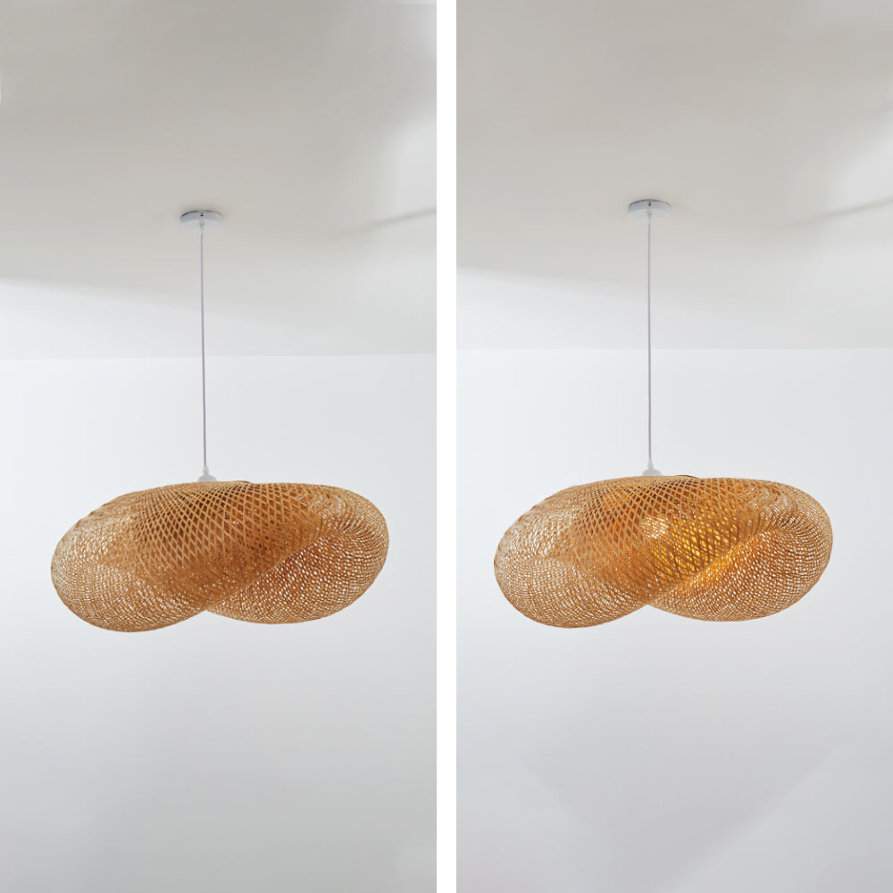Pendelleuchte aus Bambus | Naturmaterial im Modernen Design | Ø 40–100 cm | Warmweißes LED-Licht für Esstisch und Küche