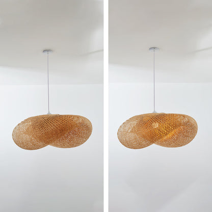 Pendelleuchte aus Bambus | Naturmaterial im Modernen Design | Ø 40–100 cm | Warmweißes LED-Licht für Esstisch und Küche