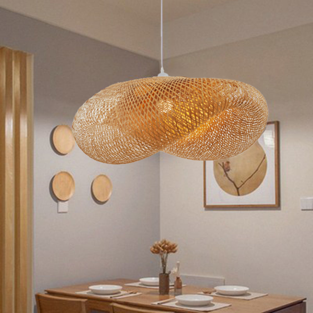 Pendelleuchte aus Bambus | Naturmaterial im Modernen Design | Ø 40–100 cm | Warmweißes LED-Licht für Esstisch und Küche