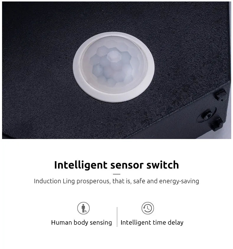 Utomhusvägglampa LED | Bågform i Svart Metall och Akryl | IP65 | Med eller Utan Rörelsesensor