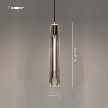Pendellampa i Glas och Mässing | Smal Vasform | Klar eller Grå Glasskärm | E14 för Matbord och Sovrum