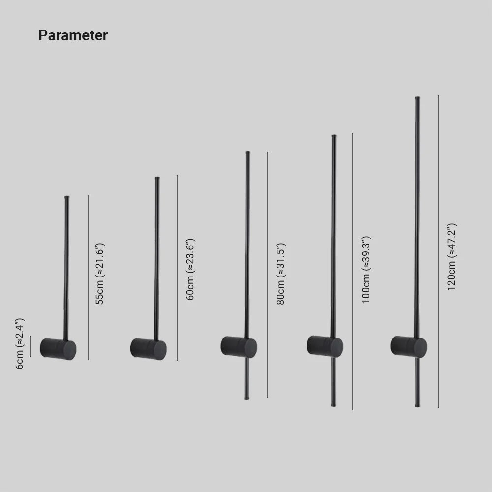 Wandleuchte LED Linear aus Schwarzem Metall und Acryl | 55–120 cm | Warmweiß oder Kaltweiß | Für Schlafzimmer und Arbeitszimmer