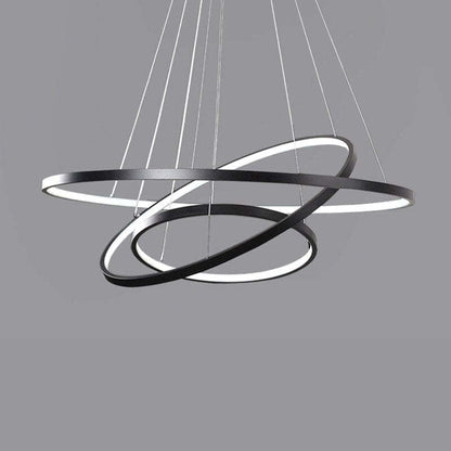 Pendelleuchte LED mit 3 Ringen aus Metall und Glas | Schwarz, Weiß oder Gold | Ø 20–80 cm | Fernbedienung