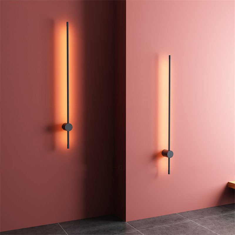 Vägglampa LED Linjär för Inomhus | Svart Metall | Varmvitt Ljus | 60 eller 90 cm