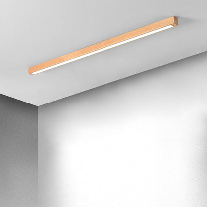 Deckenleuchte LED linear aus Holz und Acryl | Dunkles Holz oder Naturholz | 60–180 cm | 3 Lichtfarben