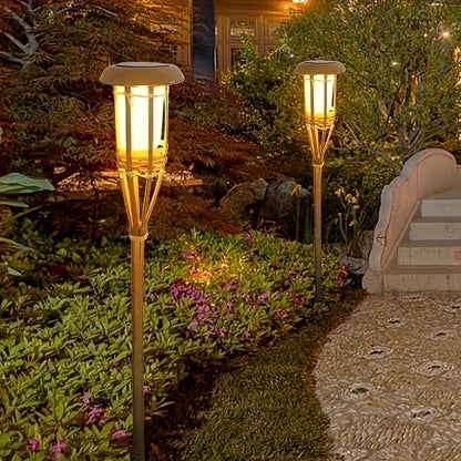 Solcellsfacklor Bambu 2-pack | Flamljus LED Trädgård | Vattentålig | Marklampa 59 cm