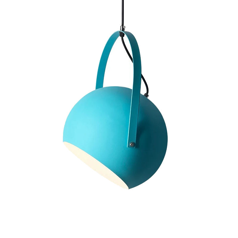 Pendelleuchte Kugel aus Metall | Gelb, Hellblau, Rosa, Dunkelblau oder Grau | Ø 20 oder 25 cm | LED-Lampe inklusive