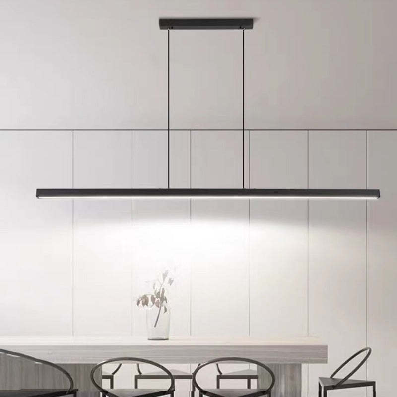 Pendellampa LED Linjär i Metall | Svart eller Brun | 80–150 cm för Matbord | Dimbar med Fjärrkontroll