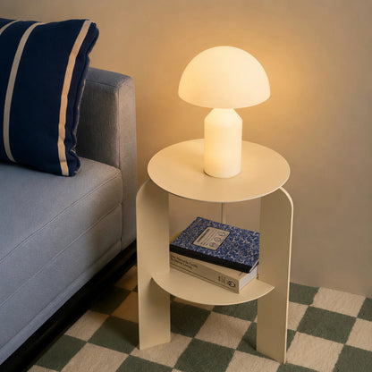 Pilz-Tischlampe aus Metall & Glas | Dimmbar mit E14 & G9 | Gold, Grün & Opalglas | Schlafzimmer & Wohnzimmer