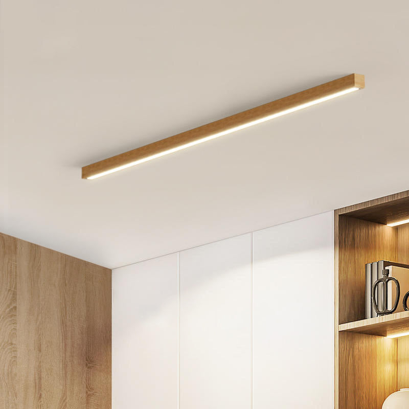 Deckenleuchte LED linear aus Holz und Acryl | Dunkles Holz oder Naturholz | 60–180 cm | 3 Lichtfarben