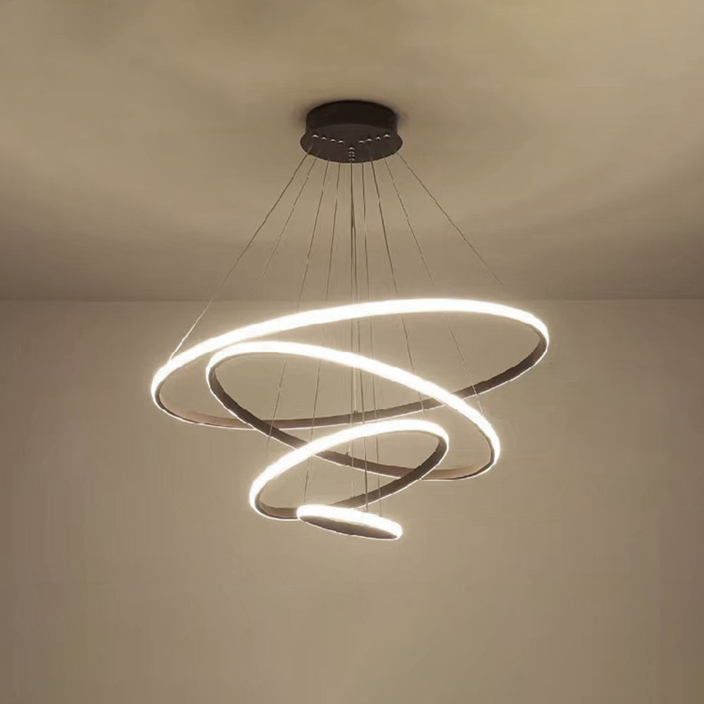 Pendelleuchte mit Ringen LED | Schwarz, Weiß, Kaffeebraun oder Gold | 2–4 Ringe | Ø 20–80 cm