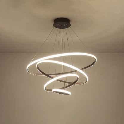 Pendelleuchte mit Ringen LED | Schwarz, Weiß, Kaffeebraun oder Gold | 2–4 Ringe | Ø 20–80 cm