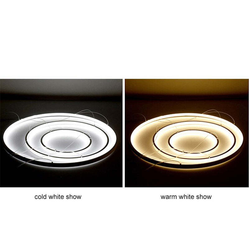 Pendelleuchte LED mit 3 Ringen aus Metall und Glas | Schwarz, Weiß oder Gold | Ø 20–80 cm | Fernbedienung