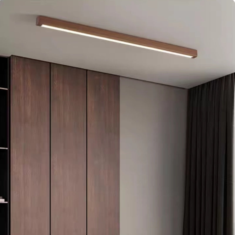 Deckenleuchte LED linear aus Holz und Acryl | Dunkles Holz oder Naturholz | 60–180 cm | 3 Lichtfarben