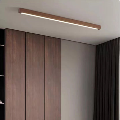 Deckenleuchte LED linear aus Holz und Acryl | Dunkles Holz oder Naturholz | 60–180 cm | 3 Lichtfarben