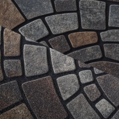 Dörrmatta Halvrund Mosaik | Halkfri Entrématta Polyester | Stenmönster | Inne & Ute