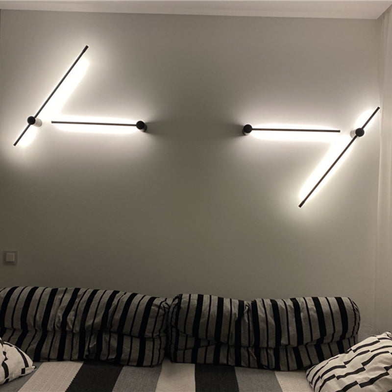 Vägglampa LED Linjär för Inomhus | Svart Metall | Varmvitt Ljus | 60 eller 90 cm
