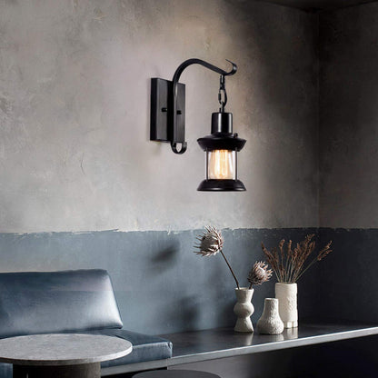 Wandleuchte Industrie Retro | Metall und Glas in Schwarz oder Bronze | E27 mit oder ohne LED | 1 oder 2 Stück