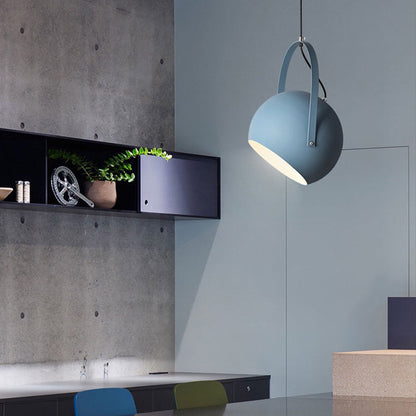 Pendelleuchte Kugel aus Metall | Gelb, Hellblau, Rosa, Dunkelblau oder Grau | Ø 20 oder 25 cm | LED-Lampe inklusive