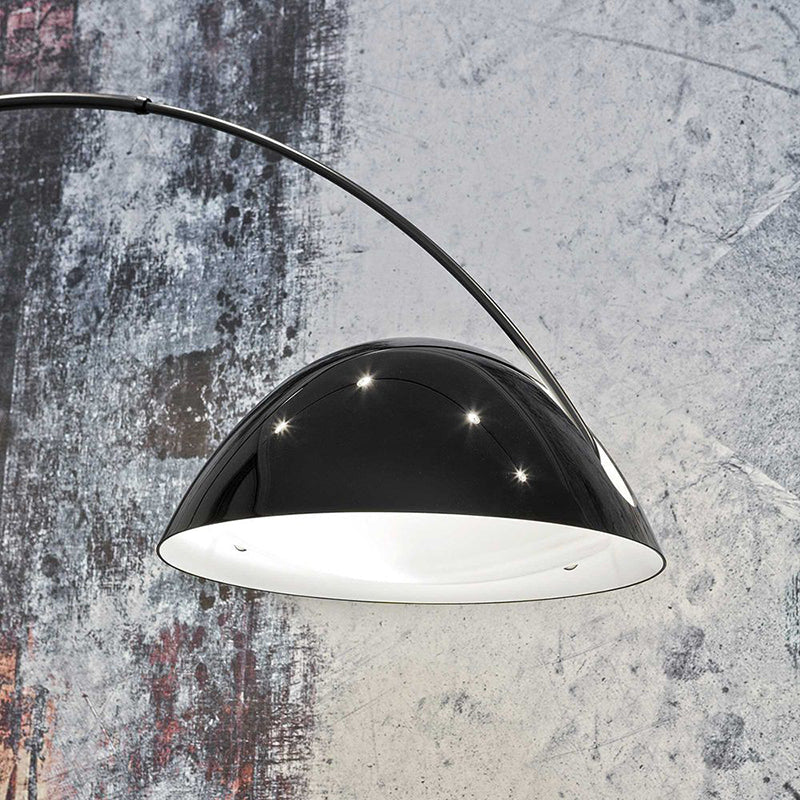 Stehleuchte Bogenleuchte aus Schwarzem Metall | Metallschirm | Marmor oder Eisen | H 190 oder 205 cm