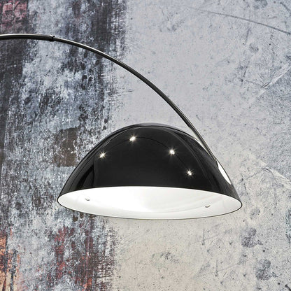 Stehleuchte Bogenleuchte aus Schwarzem Metall | Metallschirm | Marmor oder Eisen | H 190 oder 205 cm