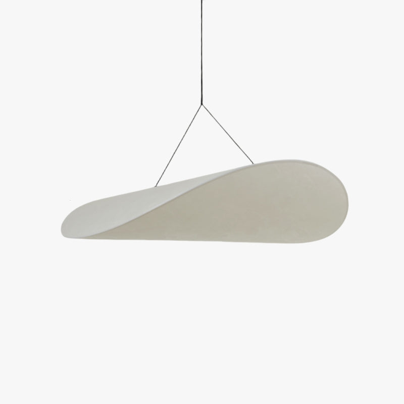 Pendelleuchte LED aus Metall und Kunstseide | Weißer Schirm in Blattform | Ø 50–100 cm | Für Esstisch und Wohnzimmer