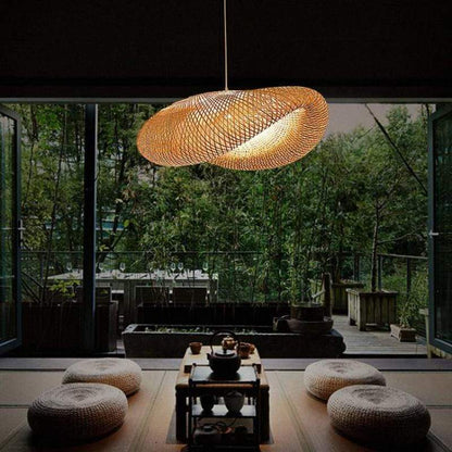 Pendelleuchte aus Bambus | Naturmaterial im Modernen Design | Ø 40–100 cm | Warmweißes LED-Licht für Esstisch und Küche