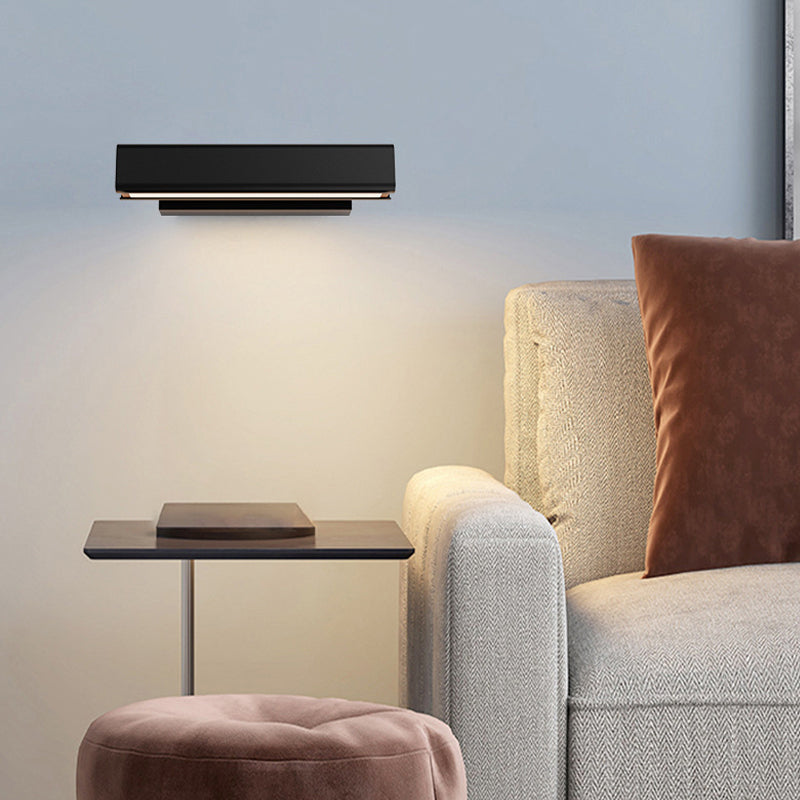 Vägglampa LED Rektangulär | Vridbar i Metall, Trä och Akryl | Svart eller Vit | Varmvit eller Kallvit