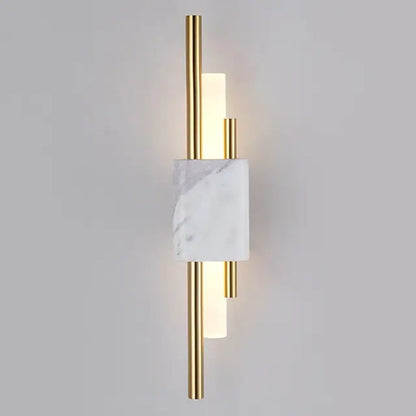 Vägglampa LED i Metall och Marmor | Geometrisk Design | Vit, Guld eller Grön | Varmvitt Ljus