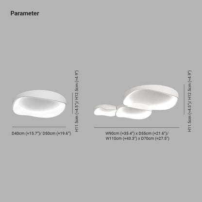 Deckenleuchte LED in Schalenform aus Weißem Metall und Acryl | 3 Lichtfarben | 40, 50 oder 110 cm | Für das Wohnzimmer