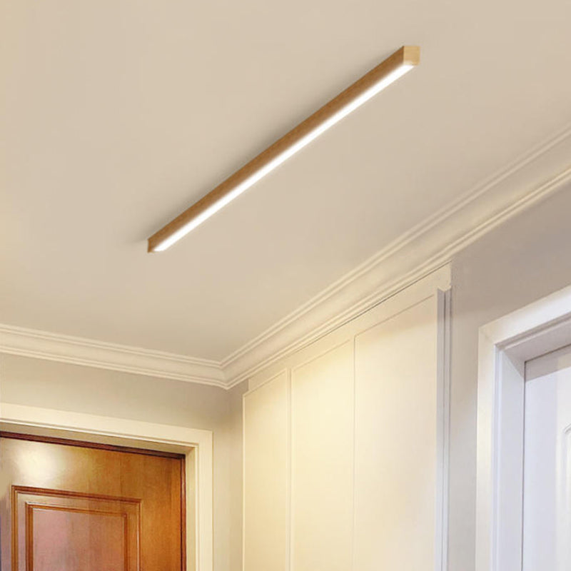 Deckenleuchte LED linear aus Holz und Acryl | Dunkles Holz oder Naturholz | 60–180 cm | 3 Lichtfarben