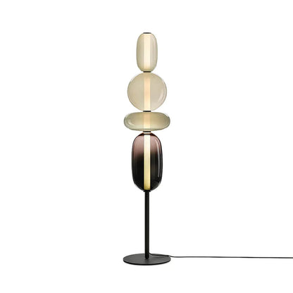 Golvlampa i nordisk stil med unik handgjord glasskärm