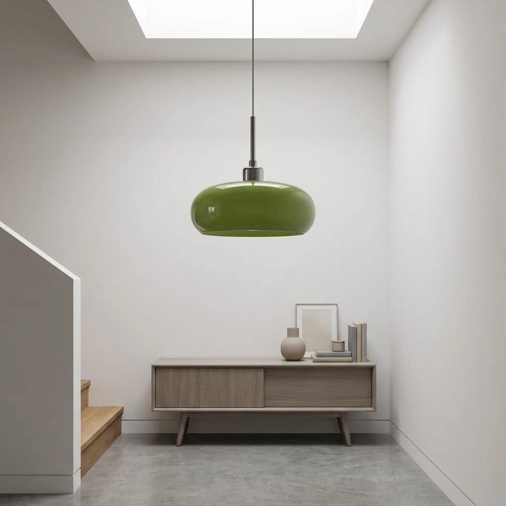 Pendellampa i Munblåst Glas | Bauhaus Design med E27 | Färgskiftande Ljus Ra97 | Vardagsrum & Matplats