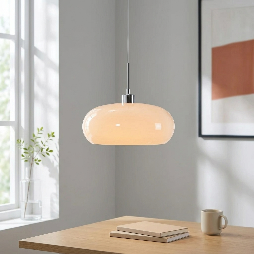 Pendellampa i Munblåst Glas | Bauhaus Design med E27 | Färgskiftande Ljus Ra97 | Vardagsrum & Matplats